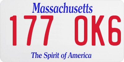 MA license plate 177OK6