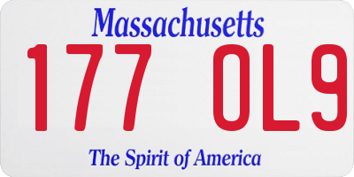 MA license plate 177OL9