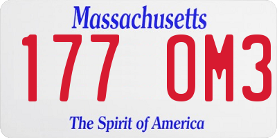MA license plate 177OM3