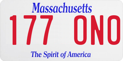 MA license plate 177ON0