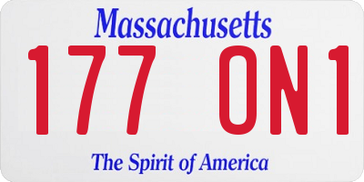 MA license plate 177ON1