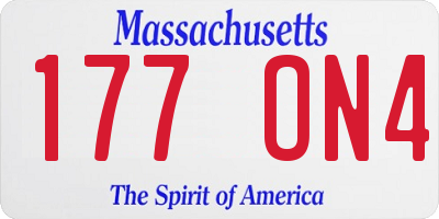 MA license plate 177ON4