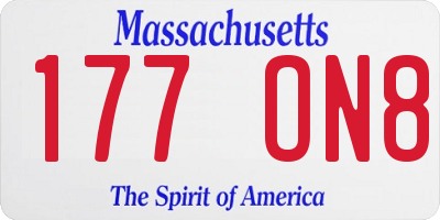 MA license plate 177ON8