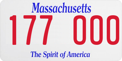 MA license plate 177OO0