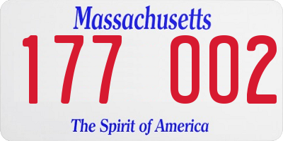 MA license plate 177OO2