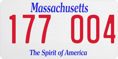 MA license plate 177OO4