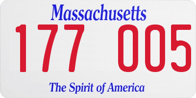 MA license plate 177OO5