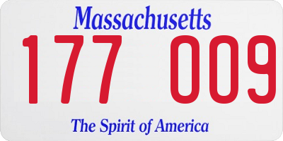 MA license plate 177OO9