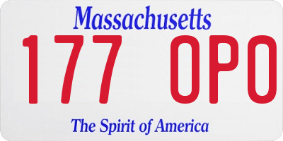 MA license plate 177OP0