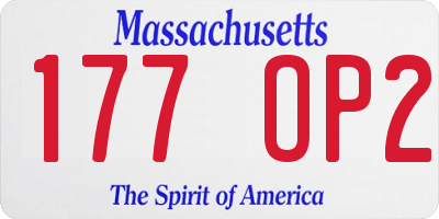 MA license plate 177OP2