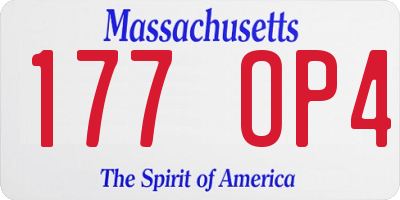 MA license plate 177OP4
