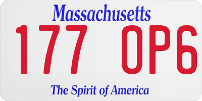 MA license plate 177OP6