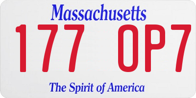 MA license plate 177OP7