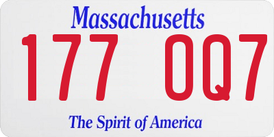MA license plate 177OQ7