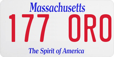 MA license plate 177OR0