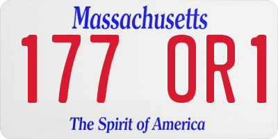 MA license plate 177OR1