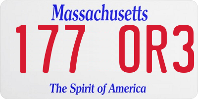 MA license plate 177OR3