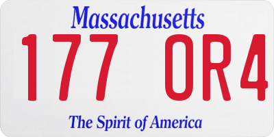 MA license plate 177OR4