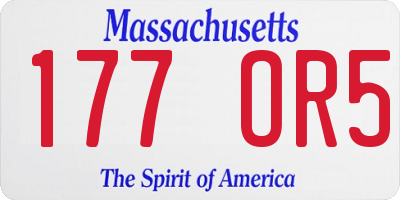 MA license plate 177OR5