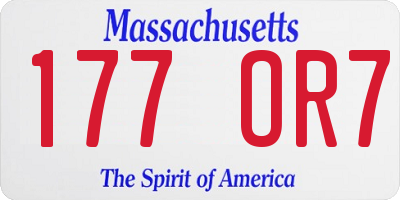 MA license plate 177OR7