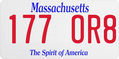 MA license plate 177OR8