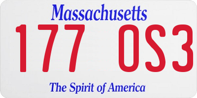 MA license plate 177OS3