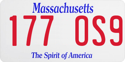 MA license plate 177OS9