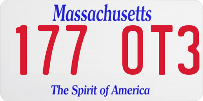 MA license plate 177OT3
