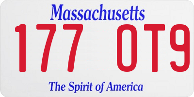 MA license plate 177OT9