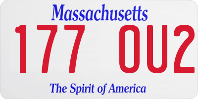 MA license plate 177OU2