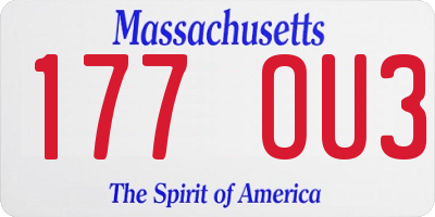 MA license plate 177OU3