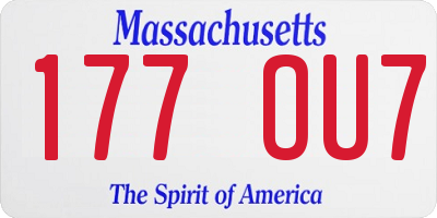 MA license plate 177OU7