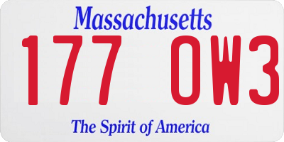 MA license plate 177OW3