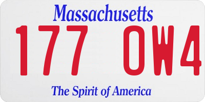 MA license plate 177OW4