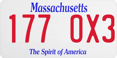 MA license plate 177OX3
