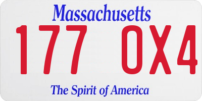MA license plate 177OX4