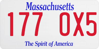 MA license plate 177OX5