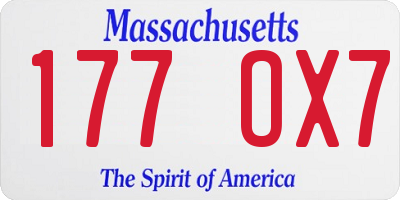 MA license plate 177OX7