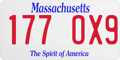 MA license plate 177OX9