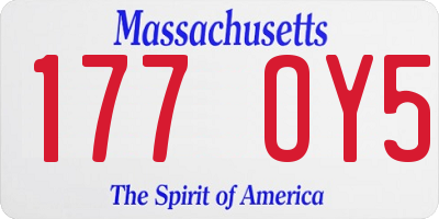 MA license plate 177OY5