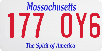 MA license plate 177OY6
