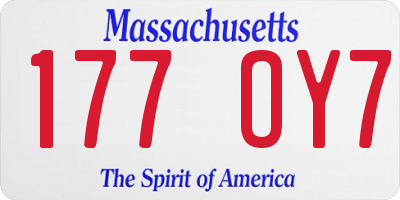 MA license plate 177OY7