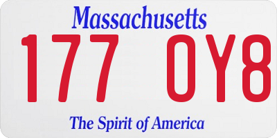 MA license plate 177OY8