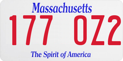 MA license plate 177OZ2