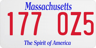 MA license plate 177OZ5