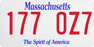 MA license plate 177OZ7