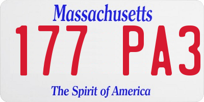 MA license plate 177PA3