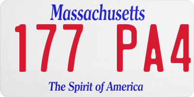 MA license plate 177PA4