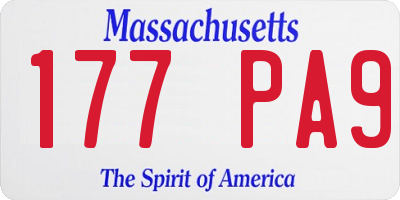 MA license plate 177PA9