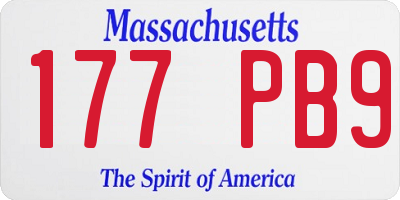 MA license plate 177PB9